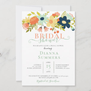 Modern Boho Stylized Floral Wedding Bridal Shower Invitation