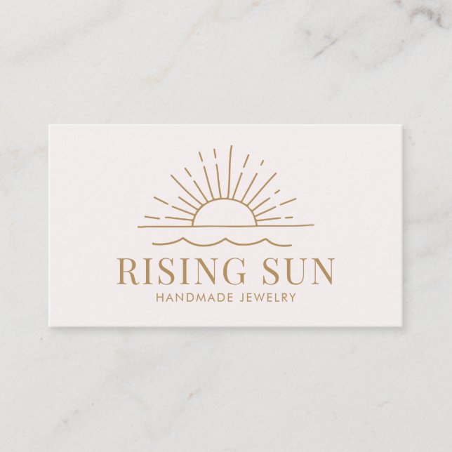Modern Boho Sun and Beach Wave Business Card (Front)
