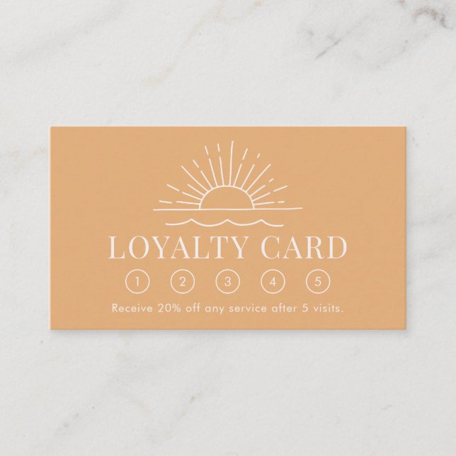Modern Boho Sun and Beach Wave Loyalty Card (Front)