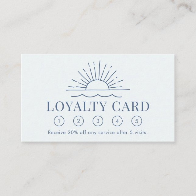 Modern Boho Sun and Beach Wave Loyalty Card (Front)