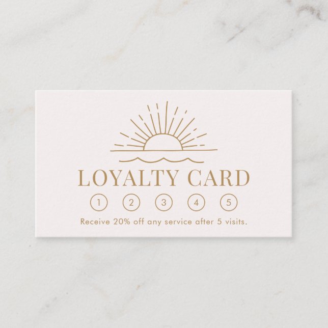 Modern Boho Sun and Beach Wave Loyalty Card (Front)
