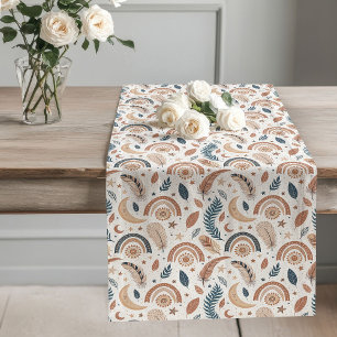 Modern Boho Table Runner Muted Rainbow Patterns