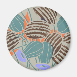 Modern Boho Teal & Lavender Floral Decor Magnet