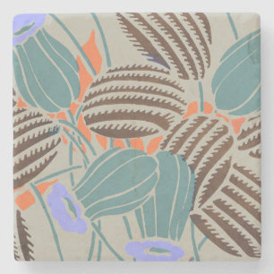 Modern Boho Teal & Lavender Floral Decor Stone Coaster
