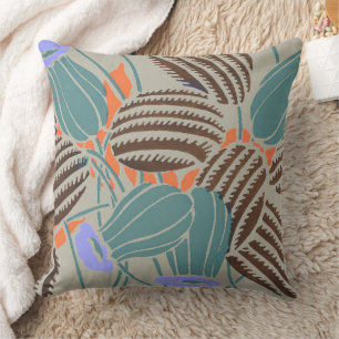 Modern Boho Teal & Lavender Floral Decor Throw Pillow