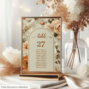 Modern Boho Terra Cotta Ivory Sage Floral Wedding  Table Number