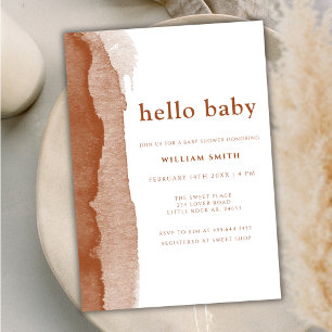 Modern Boho Terracotta Abstract Boy Baby Shower Invitation