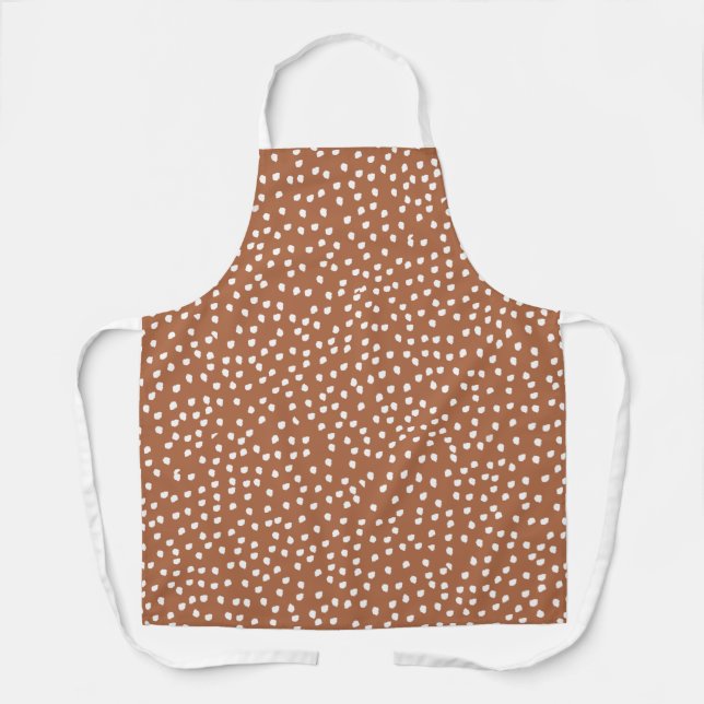 Modern Boho terracotta brown Polka Dot Apron (Front)