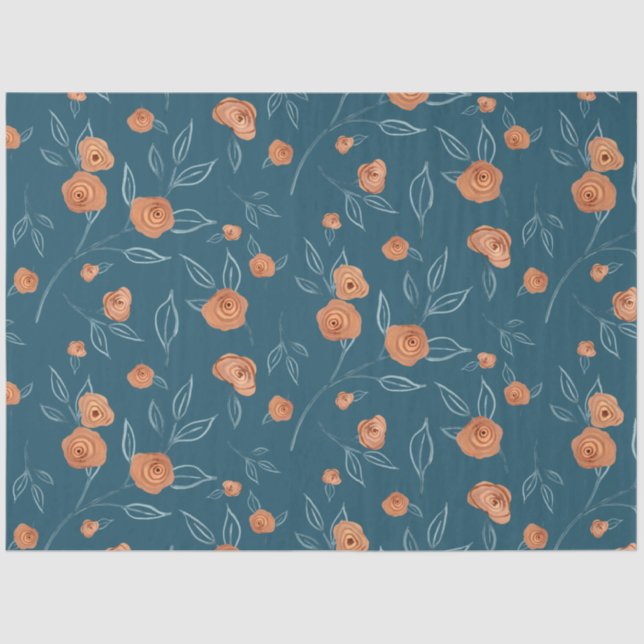 Modern BOHO Terracotta Floral Watercolor Decoupage Tissue Paper (Front)
