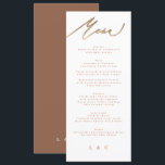 Modern Boho Terracotta Orange Gold Wedding Menu<br><div class="desc">part of a collection
*not real foil</div>