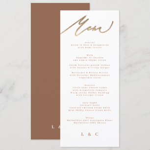 Modern Boho Terracotta Orange Gold Wedding Menu