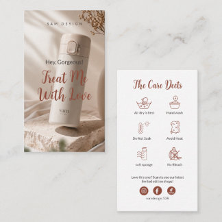 Modern Boho Terracotta Photo Tumbler Care Card