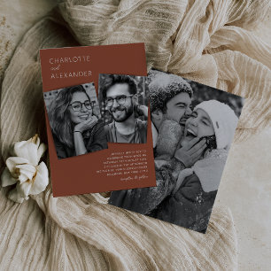 Modern Boho Terracotta Photo Wedding Invitation