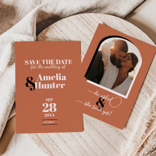 Modern Boho Terracotta Save the Date Announcement
