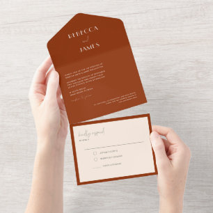 Modern Boho Terracotta Seal Send Wedding  All In One Invitation