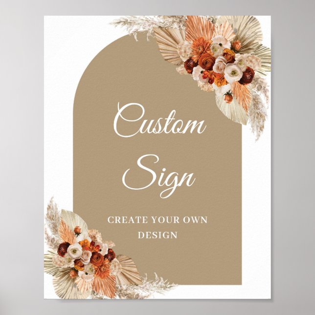 Modern boho tropical arch pampas grass Custom Sign (Front)