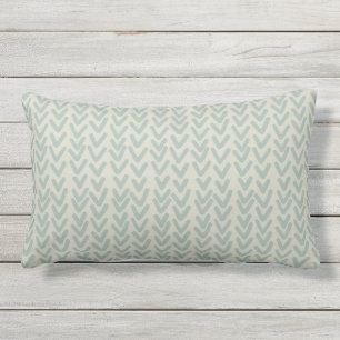 Modern Boho V Pattern Seafoam Green Beige Lumbar Pillow