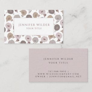 Modern Boho Violet Grey Flowers Business Card