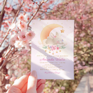 Modern Boho Watercolor Bunny Baby Shower Invitation