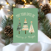 Modern Boho Watercolor Cute Christmas Earth Tones
