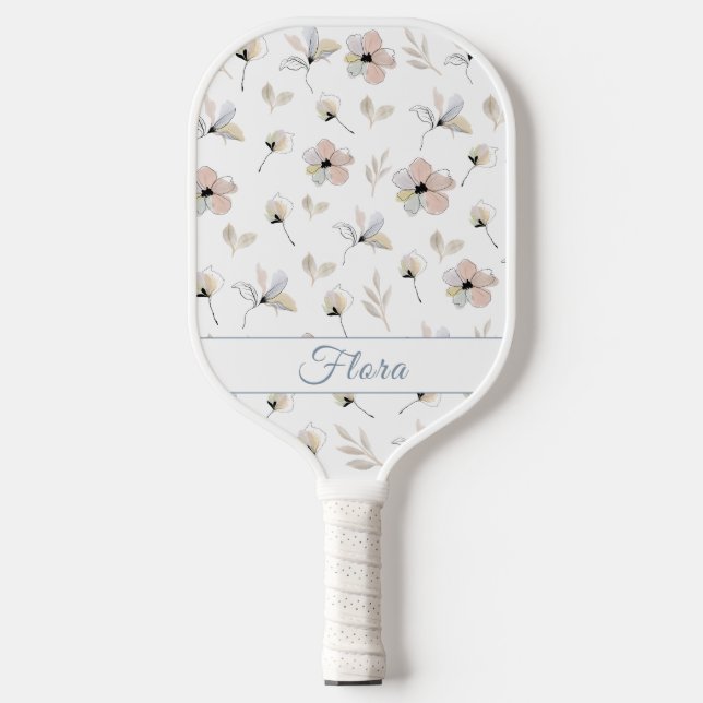 Modern Boho Watercolor Floral Pickleball Paddles (Front)
