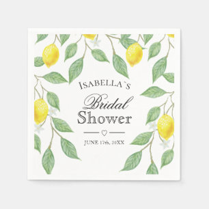 Modern Boho Watercolor Lemon Summer Bridal Shower Napkin