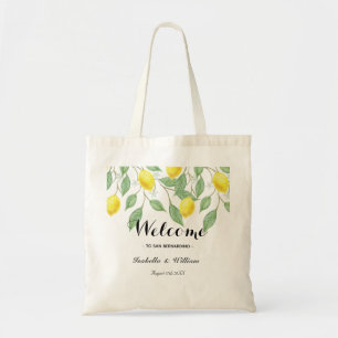 Modern Boho Watercolor Lemon Summer Favour Tote Bag