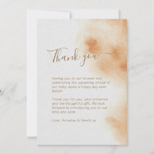 Modern Boho Watercolor Tie Dye Beige Baby Shower Thank You Card