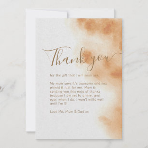 Modern Boho Watercolor Tie Dye Beige Baby Shower Thank You Card
