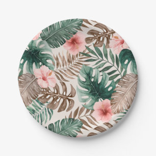 Modern Boho Watercolor Tropical Botanical  Paper Plate