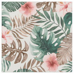 Modern Boho Watercolor Tropical Floral Fabric