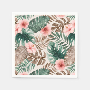 Modern Boho Watercolor Tropical Floral Napkin