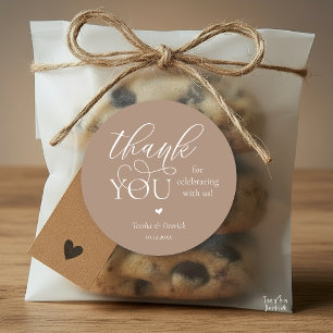 Modern Boho Wedding Cute Heart Thank You Gifts  Classic Round Sticker