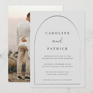 Modern Boho Wedding Invitation in Grey