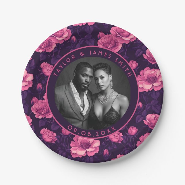 Modern Boho Wedding Plates For Summer Wedding (Front)