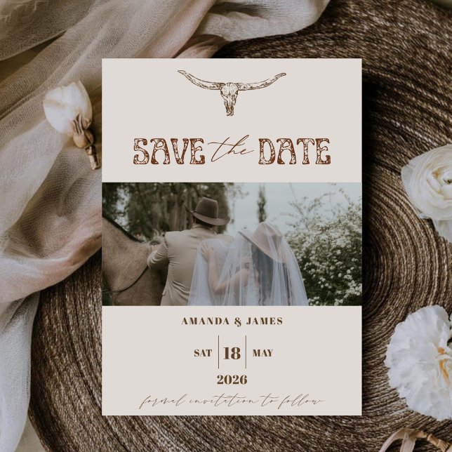 Modern Boho Western Photo Theme Wedding Save The Date (Creator Uploaded)
