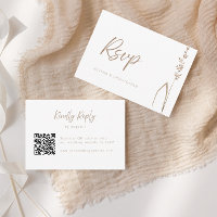 Modern Boho Wheat Grass QR Code Wedding RSVP Card