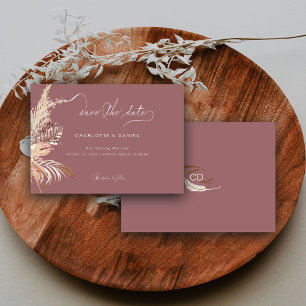 Modern Boho Whimsical Calligraphy Script Mauve Save The Date