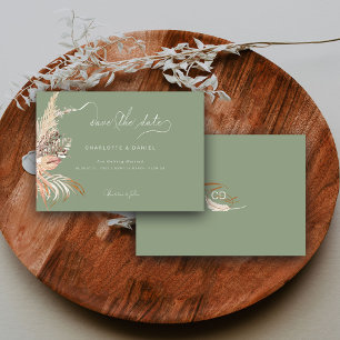 Modern Boho Whimsical Calligraphy Script Sage Save The Date