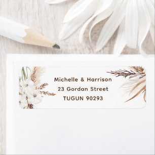 Modern Boho White Floral Return Address Wedding