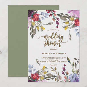 modern boho wild flower wedding shower invitation