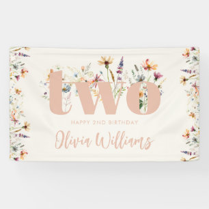 Modern Boho Wildflower 2nd Birthday Banner