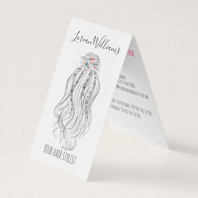 Modern Boho Wildflower Bridal Hair Stylist Floral  Business Card (Front)