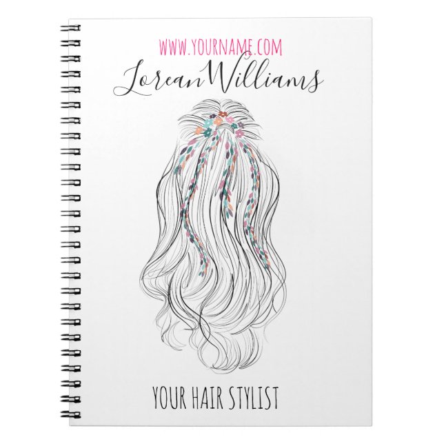 Modern Boho Wildflower Bridal Hair Stylist Floral  Notebook (Front)