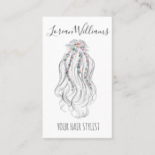 Modern Boho Wildflower Bridal Hair Stylist QR  Business Card