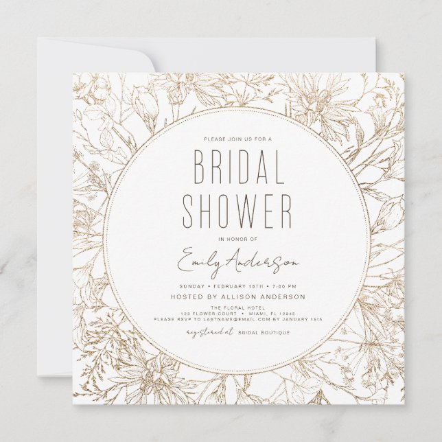 Modern Boho Wildflower Bridal Shower Elegant  Invitation (Front)