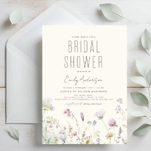 Modern Boho Wildflower Bridal Shower Elegant Invitation