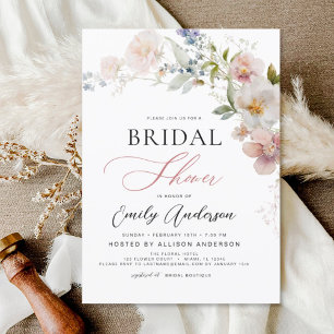 Modern Boho Wildflower Bridal Shower Elegant Invitation