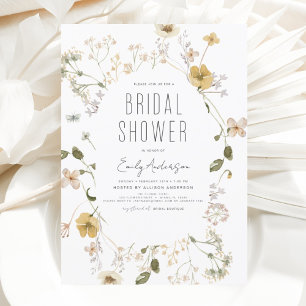 Modern Boho Wildflower Bridal Shower Elegant Invitation