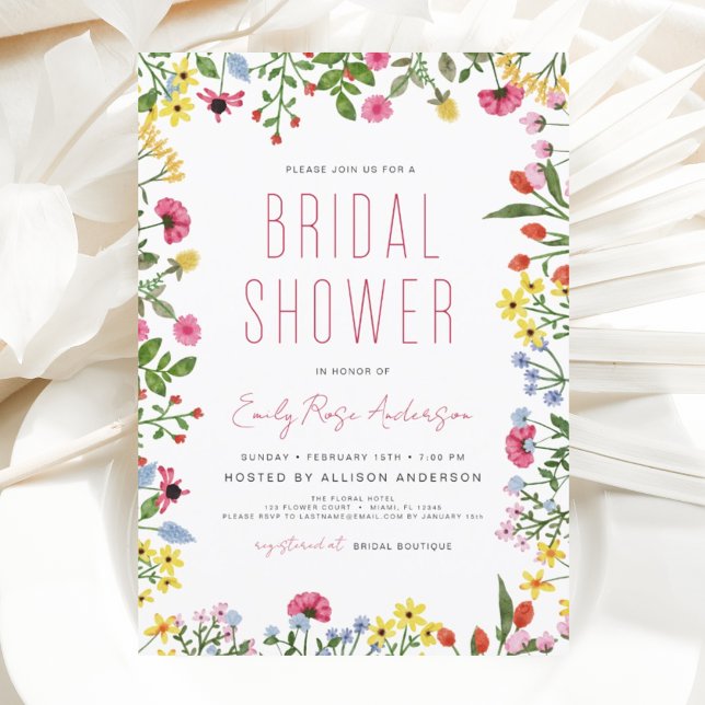 Modern Boho Wildflower Bridal Shower Elegant Invitation (Creator Uploaded)